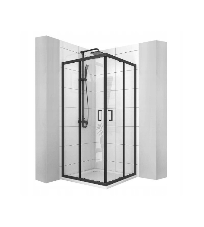 душова кабіна Calani Vito 90x90 black безпечне скло прозоре (CAL-K6003)
