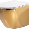 чаша унітазу Rea Carlo Flat Mini Gold/White без обідка, сидіння дюропласт повільно падаюче (REA-C0669)