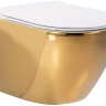 чаша унітазу Rea Carlo Flat Mini Gold/White без обідка, сидіння дюропласт повільно падаюче (REA-C0669)
