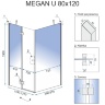 душова кабіна Rea Megan 80x120 безпечне скло прозоре (REA-K8563)