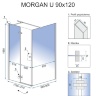 душова кабіна Rea Morgan 90x120 безпечне скло, прозоре (REA-K7403)