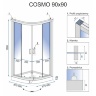 душова кабіна Rea Cosmo 90x90 безпечне скло, прозоре (REA-K2216)