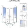 душова кабіна Rea Vento Wove 90x90 безпечне скло, матове (REA-K0911)