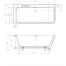 ванна акриловая Radaway Gloria 160x73 правая + ножки + сифон (WA1-54-160x073P)