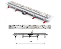 душовий канал MCH З горизонтальним фланцем, решітка Краплі 75 см (CH-750D)