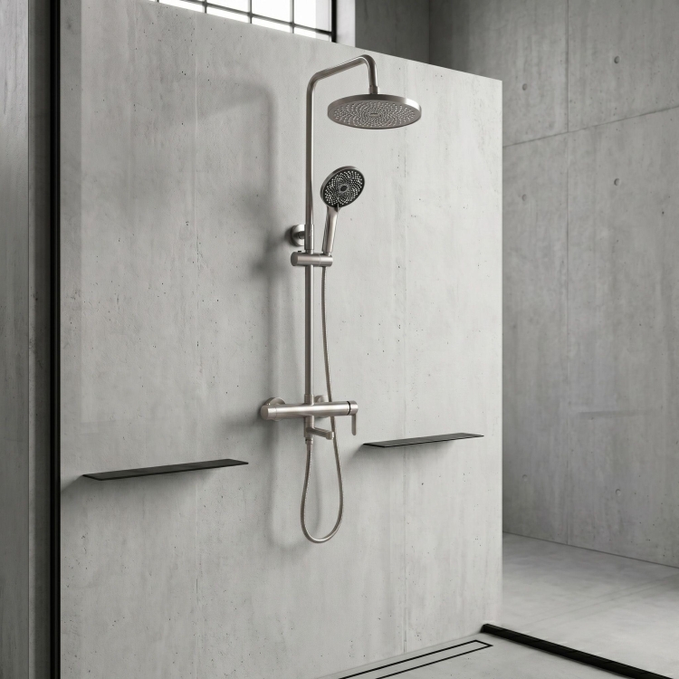 душевая система с изливом Rea Arcos brushed nickel (REA-P8926)