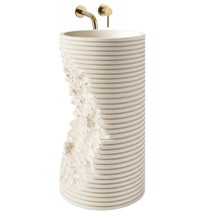 умивальник Rea Travena Round 41x41 матовий, бежевий, імітація каменю (REA-U3533)