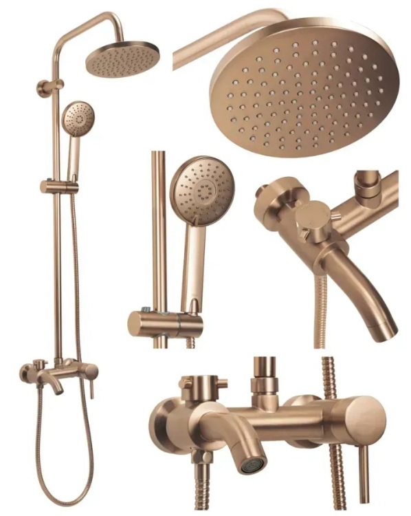 душова система Rea Luis з виливом, brushed copper (REA-P7156)