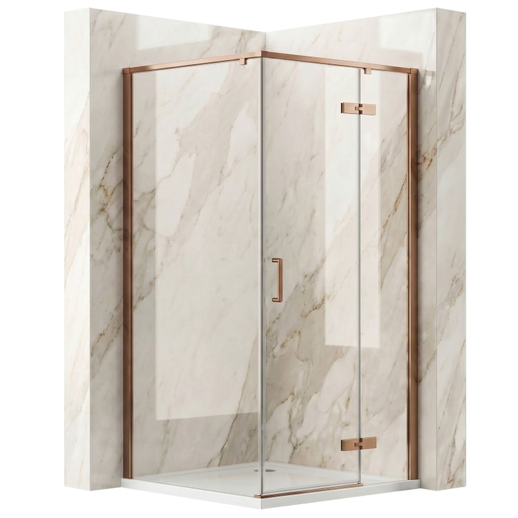 душевая кабина Rea Bruno 90x90x195 brush copper безопасное стекло (REA-K3602)