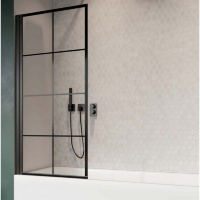 штора для ванны Radaway NES PNJ I 80 левая, безопасное стекло, factory, чёрная (10011080-54-55L)
