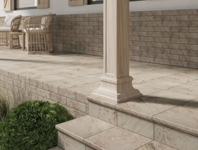 ступень с капиносом Paradyz Mattone 30x33 pietra beige, mat, structura