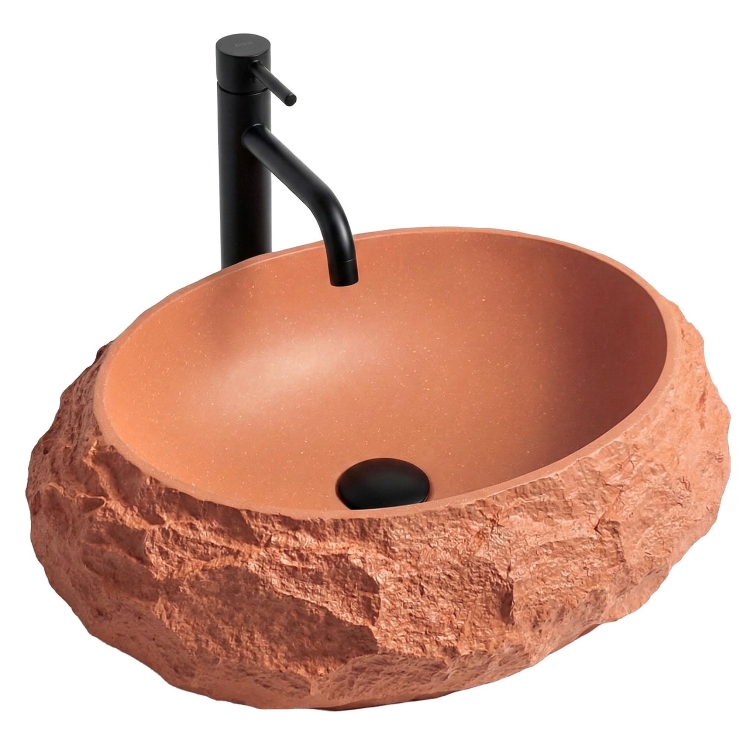 умывальник Rea Mika Terracotta 50x38 матовый, имитация камня (REA-U7349)