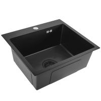 кухонная мойка Rea Leo 50x45 с сифоном, black (ZLE-06005)