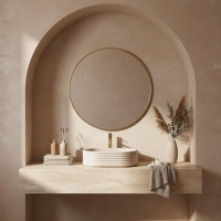 умывальник Rea Nicoletta Beige 50x36 матовый, бежевый, имитация камня (REA-U7346)