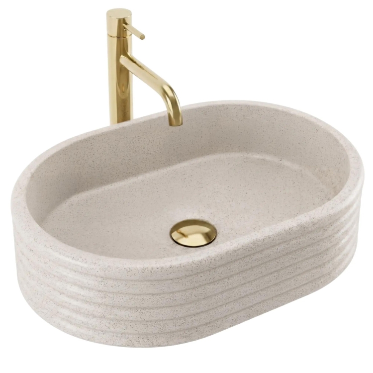 умивальник Rea Nicoletta Beige 50x36 матовий, бежевий, імітація каменю (REA-U7346)