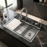 кухонна мийка Rea Alonzo 75x46 багатофункціональна з сифоном brush nickel (ZLE-06420)