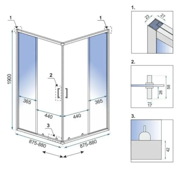 душова кабіна Rea City 90x90 black, скло прозоре (REA-K6446)