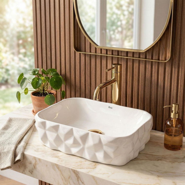 умывальник Rea Zamia 43x30 глянцевый, белый (REA-U3537)