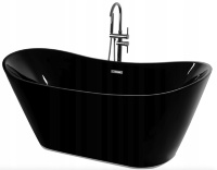 ванна акриловая Rea Ferrano 170x80 черная + сифон + пробка click/clack (REA-W6000)