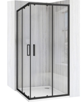 душова кабіна Rea City 80x80 black, скло прозоре (REA-K6448)
