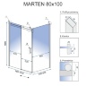 душова кабіна Rea Marten 80x100 безпечне скло, прозоре (REA-K4000)