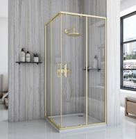 душевая кабина Rea City 90x90 brushed gold, стекло прозрачное (REA-K6443)