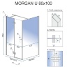 душова кабіна Rea Morgan 80x100 безпечне скло, прозоре (REA-K7401)
