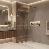 душевая стенка Rea Heaven 90x200 безопасное стекло, прозрачное brush copper (REA-K6686)