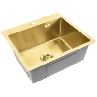 кухонная мойка Rea Leo 50x45 с сифоном, brush gold (ZLE-06004)