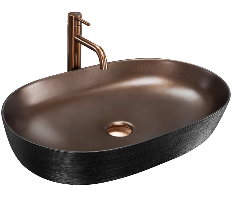 умывальник Rea Cleo 60,5x41 black/copper brush (REA-U6383)