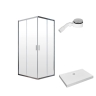 душевая кабина Radaway Alienta D 80x100 прозрачное стекло + поддон Lupo Compact + сифон хром (10258010-01-01KL500)