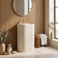 умывальник Rea Salento 60x38 матовый, бежевый, имитация камня (REA-U0606)