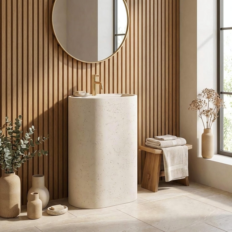 умывальник Rea Salento 60x38 матовый, бежевый, имитация камня (REA-U0606)