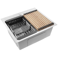 кухонная мойка Rea Leo 50x45 с сифоном и набором аксессуаров, brush nickel (KPL-06033)
