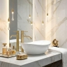 змішувач для умивальника Rea Lungo Diamond high brushed gold (REA-B9845)