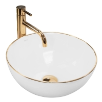 умивальник Rea Stella 36x36 white gold edge (REA-U7445)