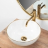 умивальник Rea Stella 36x36 white gold edge (REA-U7445)