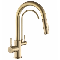 смеситель для кухни Rea Eco Fresh с выдвижным изливом, brushed gold (REA-B7596)