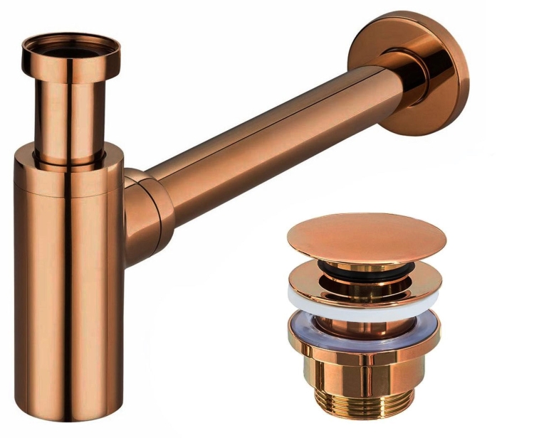 сифон для умывальника с донным клапаном Rea click-clack copper (REA-A5697)
