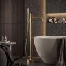 змішувач для ванни Rea Lungo Diamond підлоговий brushed gold (REA-B2246)