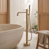 змішувач для ванни Rea Lungo Diamond підлоговий brushed gold (REA-B2246)