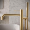 змішувач для ванни Rea Lungo Diamond підлоговий brushed gold (REA-B2246)