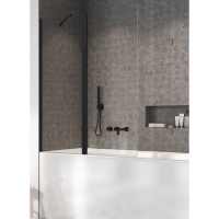 штора для ванны Radaway NES Black PND II 100 правая, безопасное стекло, прозрачное, чёрная (10009100-54-01R)