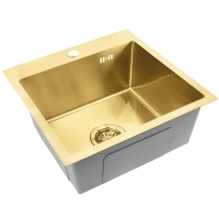 кухонная мойка Rea Leo 40x45 с сифоном, brush gold (ZLE-06001)