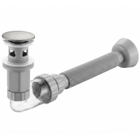 сифон для умивальника з донним клапаном Rea click-clack brushed nickel (REA-A9495)