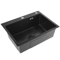 кухонная мойка Rea Liam 58x45 с сифоном, black (ZLE-06008)