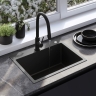 кухонна мийка Rea Liam 58x45 із сифоном, black (ZLE-06008)