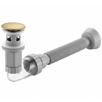 сифон для умивальника з донним клапаном Rea click-clack brushed gold (REA-A9496)