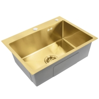 кухонная мойка Rea Liam 58x45 с сифоном, brush gold (ZLE-06007)