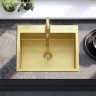 кухонная мойка Rea Liam 58x45 с сифоном, brush gold (ZLE-06007)